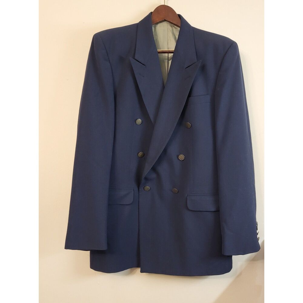 Classic Double-Breasted Navy Sport Coat Blazer